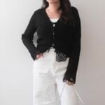 [Premium] Super Pretty Floral Eyelet Wool Cardigan - Image 4