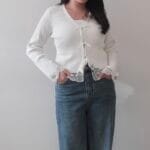 [Premium] Super Pretty Floral Eyelet Wool Cardigan - Image 14