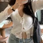 [Premium] Super Pretty Floral Eyelet Wool Cardigan - Image 23