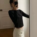 [Premium] OUNCE Boat Neck Rib Crop Tee - Image 13