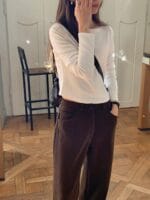 [Premium] OUNCE Boat Neck Rib Crop Tee - Image 20