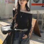 COMEBACK!! Soft Veil Layered Off-Shoulder Tee - Image 3