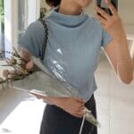 Pleated Mock Neck Crop Top - Image 2