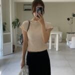 Pleated Mock Neck Crop Top - Image 3