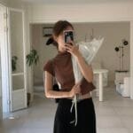 Pleated Mock Neck Crop Top - Image 12