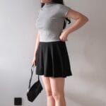 Pleated Mock Neck Crop Top - Image 35