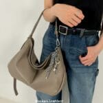 Suede Baguette Shoulder Bag - Large - Image 10