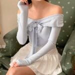 Elegant Ribbon Offshoulder Top - Image 10