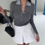 Two Tone Collar Knit - Image 5