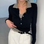 Two Tone Collar Knit - Image 8