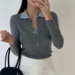 Two Tone Collar Knit - Image 10