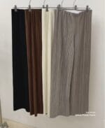 Velvet Pleated Wide Legs Pants - Image 4