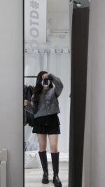 Gold Buttons Cropped Jacket - Image 3