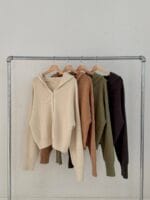 [Premium] Wool Knit Hooded Cardigan - Image 19