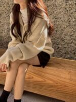 [Premium] Wool Knit Hooded Cardigan - Image 20