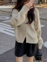 [Premium] Wool Knit Hooded Cardigan - Image 26