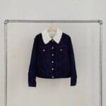 [Premium] Denim Patched Mouton Coat