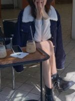 [Premium] Denim Patched Mouton Coat - Image 5