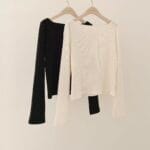 [Premium] OUNCE Pleated Boat Neck Long Sleeve Tee