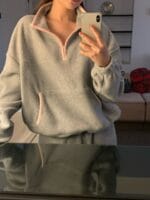 Girly Half Zip Fleeced Sweater - Image 2