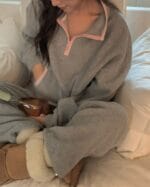 Girly Half Zip Fleeced Sweater - Image 3