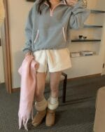 Girly Half Zip Fleeced Sweater - Image 4