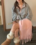 Girly Half Zip Fleeced Sweater - Image 5