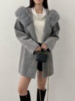 1️⃣周年驚喜價🫢 Removable Fur 60% Wool Coat - Image 9