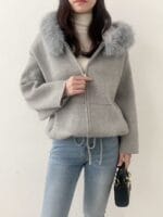 40% Wool Batwing Hoodie Jacket - Image 9