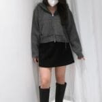 Cropped Knit Hoodie Jacket - Image 3