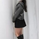 Cropped Knit Hoodie Jacket - Image 15