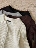 Vneck Ribbed Knit Cardigan - Image 12