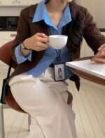 Vneck Ribbed Knit Cardigan - Image 11