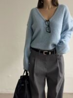 [Premium] Alpaca Wool V-neck Knit - Image 4