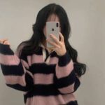 ANNIVERSARY! Collar Brushed Stripes Knit - Image 4