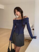 Multi-Drape Drawstring Off-Shoulder Knit - Image 5