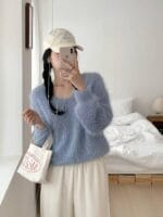 Soft Fuzzy Vneck Knit - Image 29