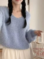 Soft Fuzzy Vneck Knit - Image 35