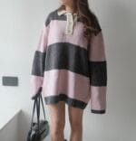 COMEBACK!! Candy Stripe Knit Polo - Image 8