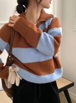 Alpaca Collar Stripes Knit - Image 5