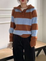 Alpaca Collar Stripes Knit - Image 11