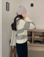 Alpaca Collar Stripes Knit - Image 12