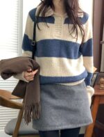 Alpaca Collar Stripes Knit - Image 14