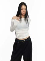 Basic Ruffle Drape Top - Image 3