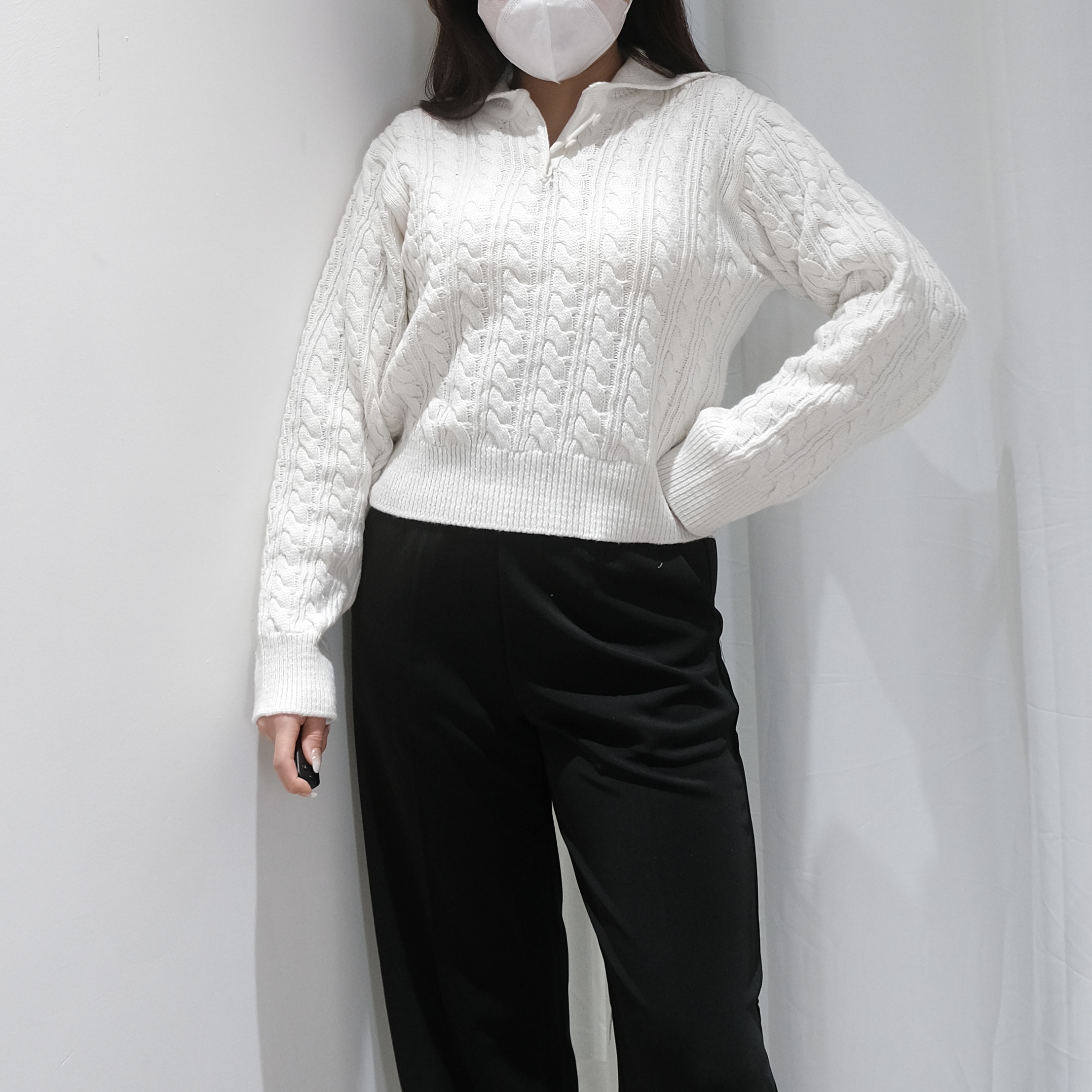 26JANTOP006_01 Cable Knit Crop Top - Image 1
