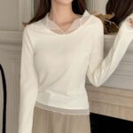 Patched Lace Polo Top