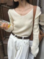 Classic Ribbed Vneck Knit - Image 14