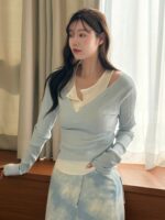 Ribbed Vneck Layered Top - Image 2