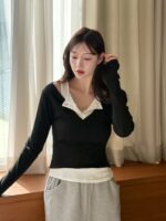 Ribbed Vneck Layered Top - Image 4