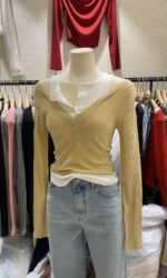 Ribbed Vneck Layered Top - Image 5